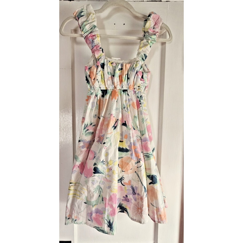NWT Abercrombie Fitch watercolor floral dress ruched puff straps square neck XS